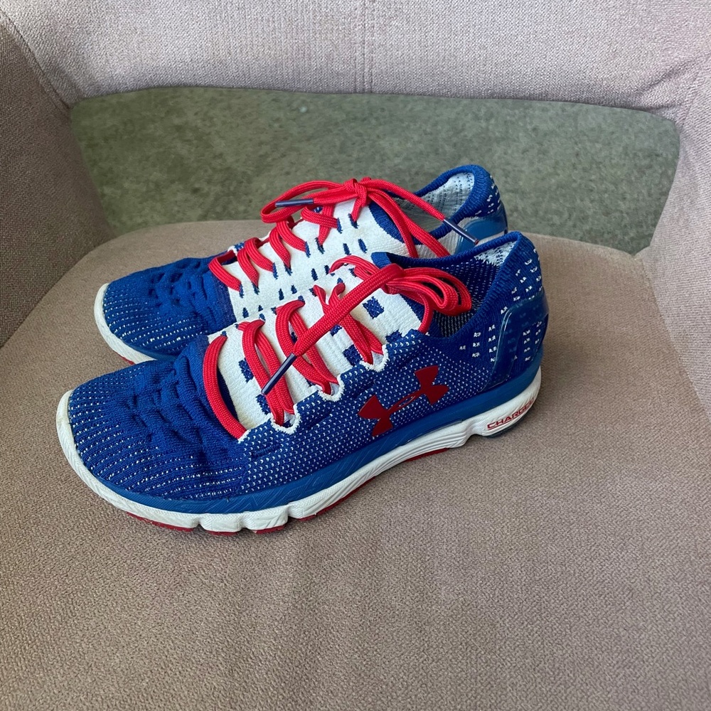Red White and Blue Under Armour Speedform Slingshot Shoes